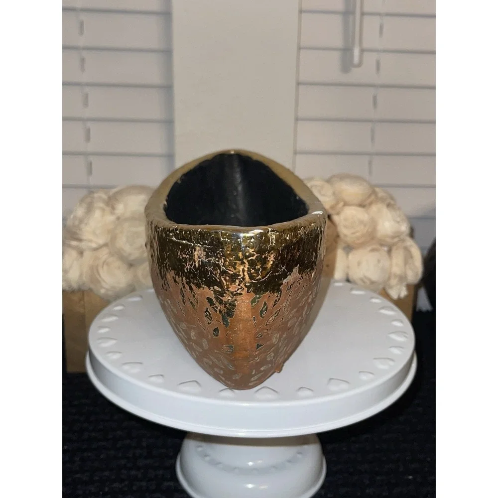 Anthropologie Studio Vine‎ Pot Gold Flake Design Plants Succulent Flower Pot